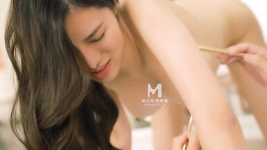 Undressed drawing model show her hawt curvy to her classmate and have a hardcore sex with the large dick lad - 5 image