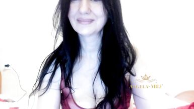 Ebon haired mother I'd like to fuck in lace nylons and burgundy hawt pants dances and arouses silly dicks / Angela-mother I'd like to fuck - 14 image