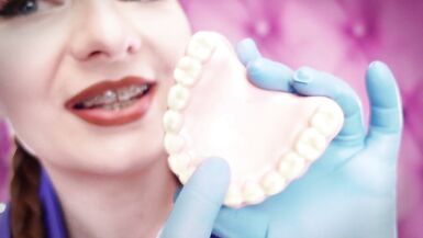 ASMR: eating food with braces, blue nitrile gloves fetish (SFW movie) Arya Grander - 3 image