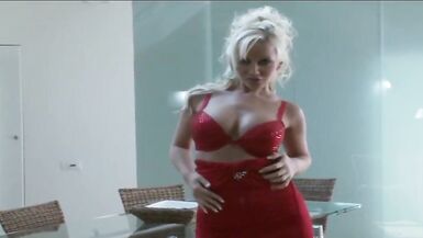 Cindy Dollar Disrobes Out Of Her Red Costume And Works Her Slit With A Strong Vibe - 2 image