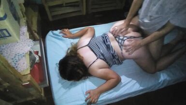 I stuffed her against the mattress with the strap on one side and I put her striped suit up betwixt the clothing drawers - 6 image