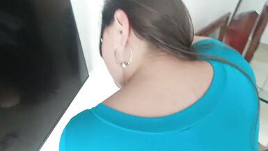 Touching My Employee During The Time That This Babe Cleans The Tv And Shows Her Camel Toe