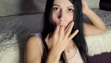 A slim dark brown plays with saliva with her fingers and then wet bonks a large open love tunnel with a biggest vibrator - 1 image