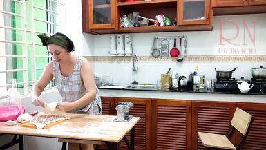 Ravioli Time! Nude Cooking. Regina Noir, a nudist cook at nudist hotel resort. Stripped maid. Bare hou - 11 image