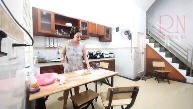 Ravioli Time! Nude Cooking. Regina Noir, a nudist cook at nudist hotel resort. Stripped maid. Bare hou - 6 image