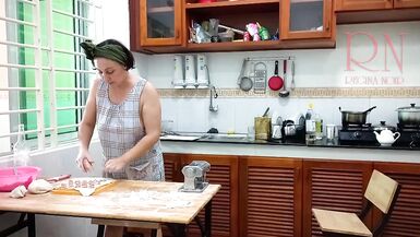 Ravioli Time! Nude Cooking. Regina Noir, a nudist cook at nudist hotel resort. Stripped maid. Bare hou - 7 image
