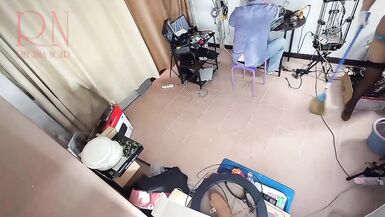 A undressed maid is cleaning up in an silly IT engineer's office. Real camera in office. two - 14 image