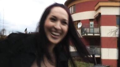 brunette hair mother I'd like to fuck likes to engulf a stranger's cock outdoors - 2 image