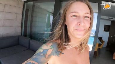 Blond Tattooed mother I'd like to fuck Bonks Her Boyfriend. Cum in the Eye! - 2 image