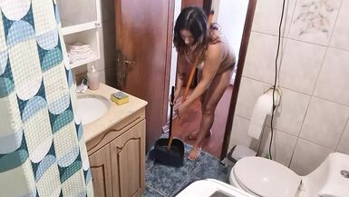 mamma clean washroom on underclothes - 1 image