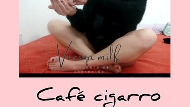 The neighbour mother i'd like to fuck smokin', drinking coffee cigarette masturbation - 1 image