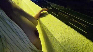 A married woman who masturbates outdoors with undressed bazookas out of wearing underclothes - 2 image