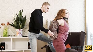 TUTOR4K. Tutors student turns her into a tractable wench and copulates vag - 6 image