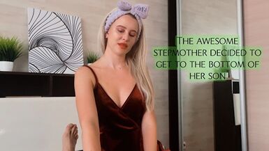 A bold stepmother came in and brazenly took her stepson's cock in her throat, asked her to fuck.