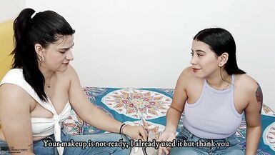 Hawt lesbos eagerly take up with the tongue every other's love tunnels - Porn in Spanish - 2 image