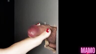 Gloryhole blow job footjob and cum in throat - 13 image
