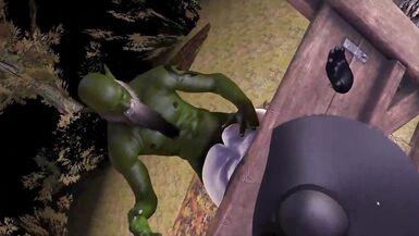 CG VR animation tentacle clip game Virt a Boyfrend tentacle cartoon. A chunky witch stumbles upon a perverted green goblin with a large dick in the forest. The goblin manacled the witch and stuffed her fur pie with a giant dick and then her wazoo. - 11 image