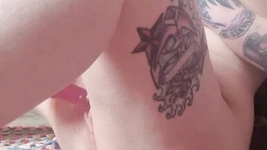 Petite obese altgirl orgasming with rabbit sex-toy, tattooed and pierced with lots of groaning - 5 image