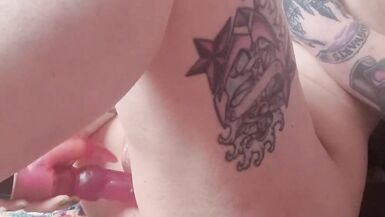 Petite obese altgirl orgasming with rabbit sex-toy, tattooed and pierced with lots of groaning - 7 image