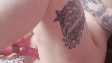 Petite obese altgirl orgasming with rabbit sex-toy, tattooed and pierced with lots of groaning - 8 image