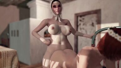 3d Futa Milf vio a su novia ts masturbándose y decidió follar su culo por ello - animated assfucking - 4 image