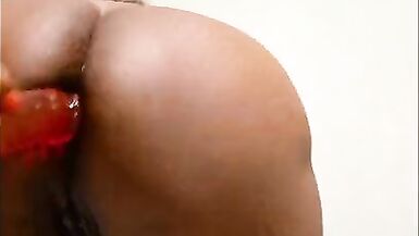 Indian Curvy Wife Training Her Ass Hole with a 8'' dildo - 4 image