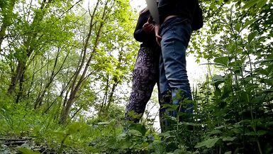 Sexy neighbor with a fat ass jerked me off in nature - 14 image