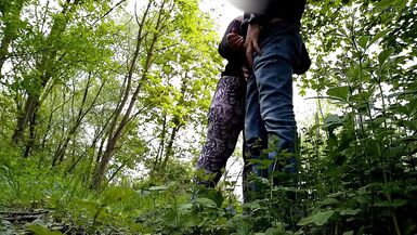 Sexy neighbor with a fat ass jerked me off in nature - 7 image
