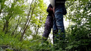Sexy neighbor with a fat ass jerked me off in nature - 8 image