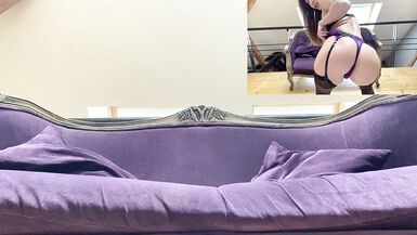 Horny MILF satisfies herself on the couch - 3 image
