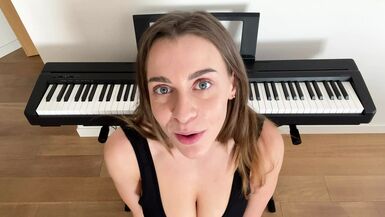 Brunette with big boobs sucking big dildo closeup - 1 image