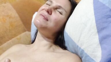 beautiful wife gets fucked cute. our orgasms and cum on the tummy. - 4 image