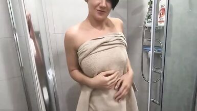 Step Mom made her stepson cum in her pussy in a bathroom - 1 image