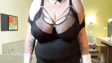 Bunny Babe with huge tits & plate size areolas