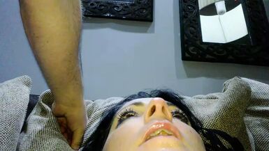 Closeup hard fucking milf, big moaning and slapping her face - 1 image