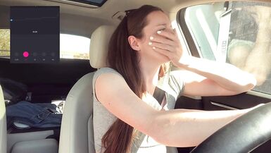 Trying not to cum too loud in the Starbucks Drive Thru!