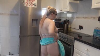 Blonde MILF Striptease in miniskirt and bikini - 3 image