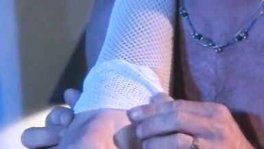 Busty brunette in fishnets gets anal in bed - 6 image