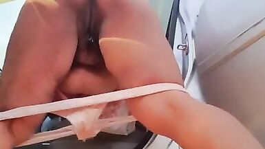 Mature woman, hairy pussy, driving & had to pee so badly! - 12 image