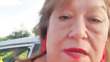 Mature woman, hairy pussy, driving & had to pee so badly! - 2 image