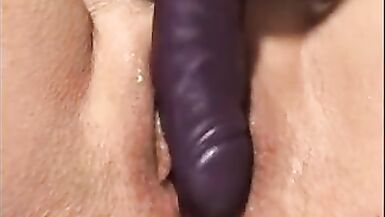 Horny Step Mom Up Close Masturbation With Purple Toy - 10 image