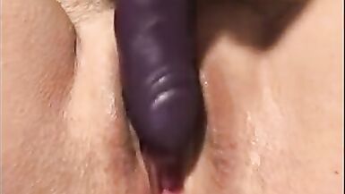 Horny Step Mom Up Close Masturbation With Purple Toy - 11 image