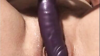 Horny Step Mom Up Close Masturbation With Purple Toy - 3 image
