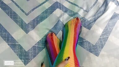 Foot Fetish with Sexy Colored Stockings - 1 image