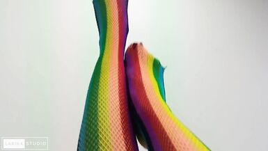 Foot Fetish with Sexy Colored Stockings - 13 image