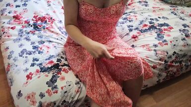 horny wife in dress cumshot - 1 image