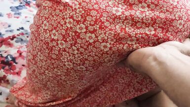 horny wife in dress cumshot