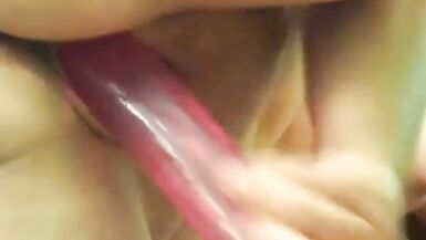 Horny blond pussy fills her tight cunt with pink dildo - 13 image