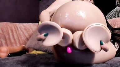 Mature Milf DP Dildo Play Rides Big Horse Cock Toy - 2 image
