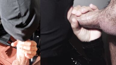 I suck his cock and he comes on my head on the hood